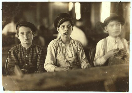 Young Cigarmakers in Englehardt & Co., Tampa, Fla. There boys looked under 14. Work was slack and youngsters were not being employed much. Labor told me in busy times many small boys and LOC cph.3b42554