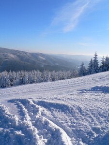 The ski slope mountains landscape photo