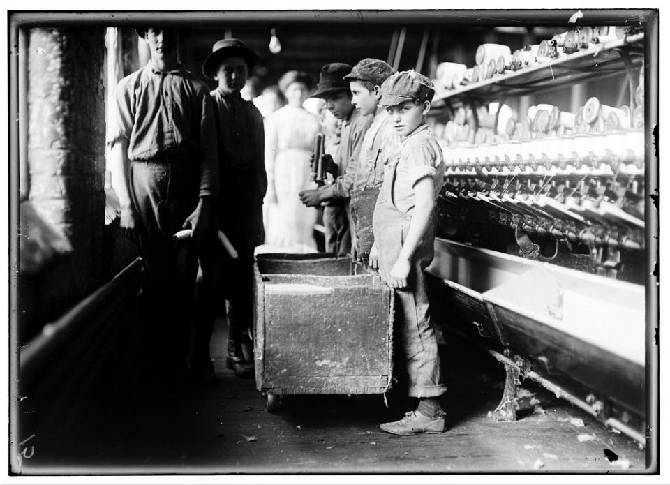 Young doffers in Elk Cotton Mills. LOC nclc.05462