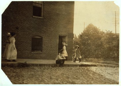 Young girls going to work in Cigarette Factory, Danville. Photo taken 6-30 A.M. LOC nclc.04738