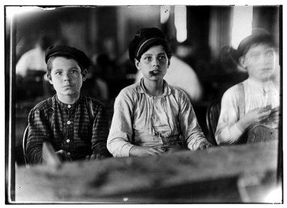 Young Cigarmakers in Englehardt & Co., Tampa, Fla. There boys looked under 14. Work was slack and youngsters were not being employed much. Labor told me in busy times many small boys and LOC cph.3b42554