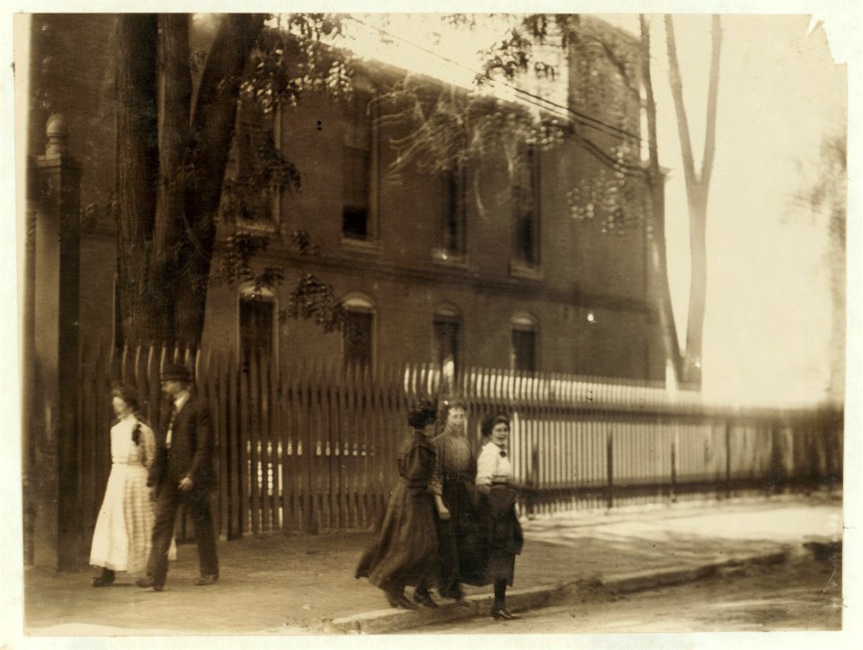 Young girl working in American Woolen Mills Winooski, Vt. Most are illiterate. Work slack and force small. 27 Children apparently under 15 were counted at one gate. (See also N.C.L.C. Photos LOC nclc.01850