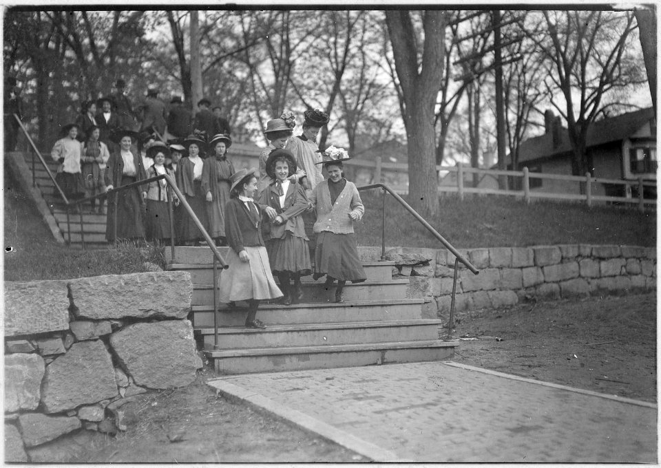 Young girls going to work after noon hour, in Great Falls Mfg. Co. I saw a number smaller and younger than these.... - NARA - 523195