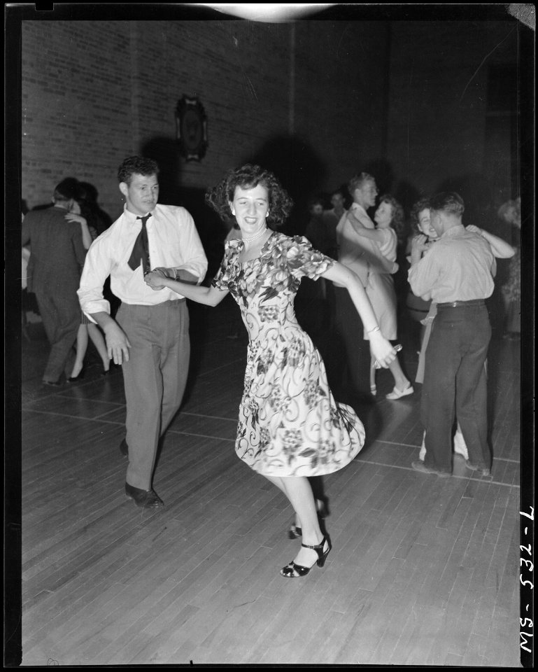 Young couple dancing at VFW dance on occasion of Fourth of July celebration. Price, Carbon County, Utah. - NARA - 540473