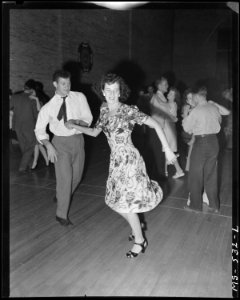Young couple dancing at VFW dance on occasion of Fourth of July celebration. Price, Carbon County, Utah. - NARA - 540473