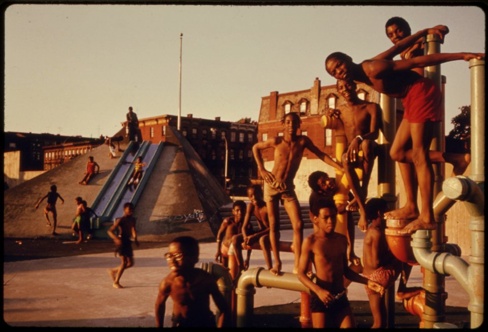 Youngsters on the July 4th Holiday at the Kosciusko Swimming Pool in Brooklyn's Bedford-Stuyvesant District ... 07-1974 (3887528295)