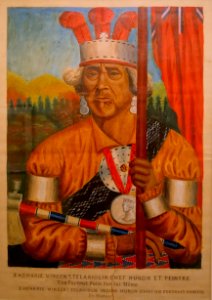 Zacharie Vincent, Telari-o-lin, self portrait of Huron chief and painter, c. 1850, oil on paper - Château Ramezay - Montreal, Canada - DSC07411