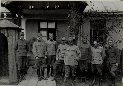 Zentral Feldmarschalleutnant Eduard Edler von Böltz, Kommandant der 19. Infanteriedivision, links hinter dem Fml, Oberst Johann Requier, Kommandant der 19. Feldartilleriebrigade (BildID 15441390)