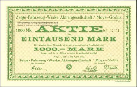 Zetge-Fahrzeug-Werke AG 1923