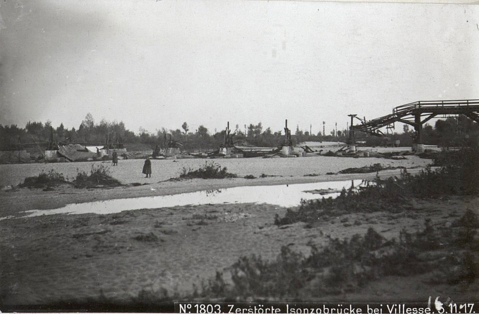 Zerstörte Isonzobrücke bei Villesse.5.11.17. (BildID 15609048)