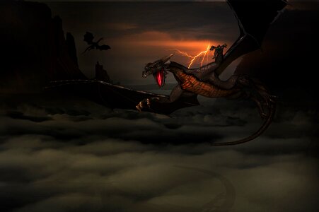 Dawn black sunset black dragon photo
