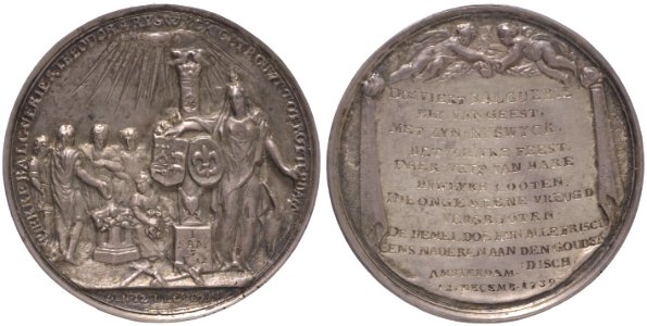 Zilveren huwelijk van Pierre Balguerie (1679-1759) en Theodora Rijswijck (1695-1752), objectnr PA 742