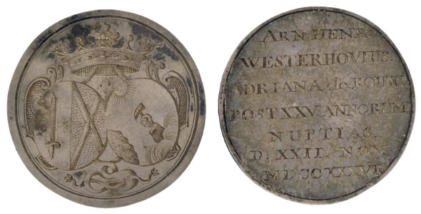 Zilveren huwelijk van Arnoldus Henricus Westerhovius en Adriana de Rouw, objectnr PA 1616