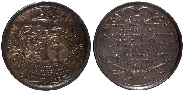 Zilveren huwelijk van Johan Henrick Muysken (1641-1703) en Catarina van Eyck (1647-1704), objectnr PA 565