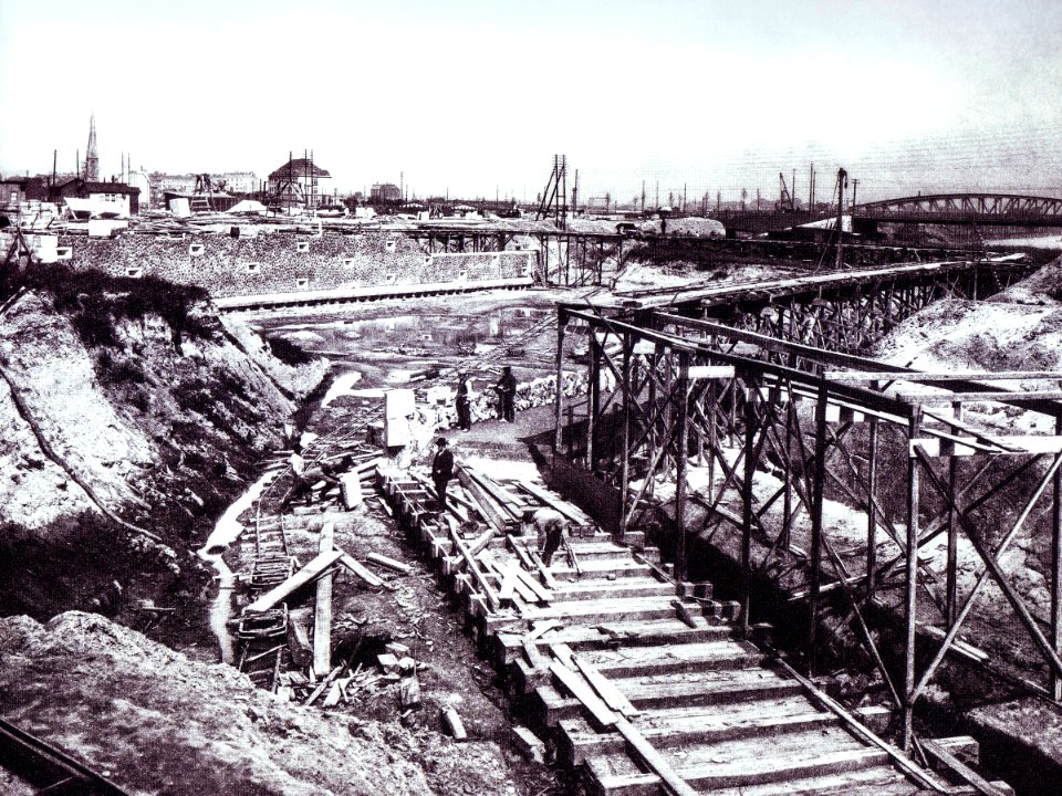 Zollhafen Spreehafen Bauarbeiten Hamburg um 1900