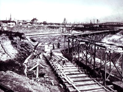 Zollhafen Spreehafen Bauarbeiten Hamburg um 1900