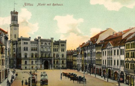 Zittau, Sachsen - Marktplatz mit Rathaus (Zeno Ansichtskarten)