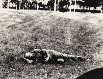Zola, Francois Emile - Zola mit Pinpin im Gras (Zeno Fotografie)
