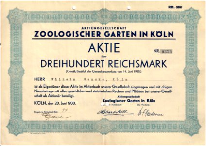 Zoologischer Garten in Köln 1930