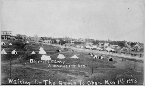 Boomers Camp. Arkansas City, Kan. Waiting For the Strip To Open Mar. 1st, 1893. - NARA - 516453
