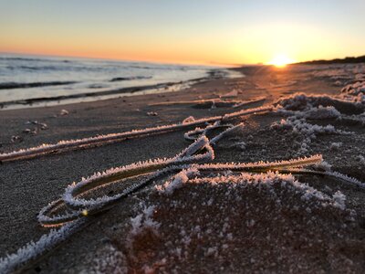 Sunrise baltic sea coast photo