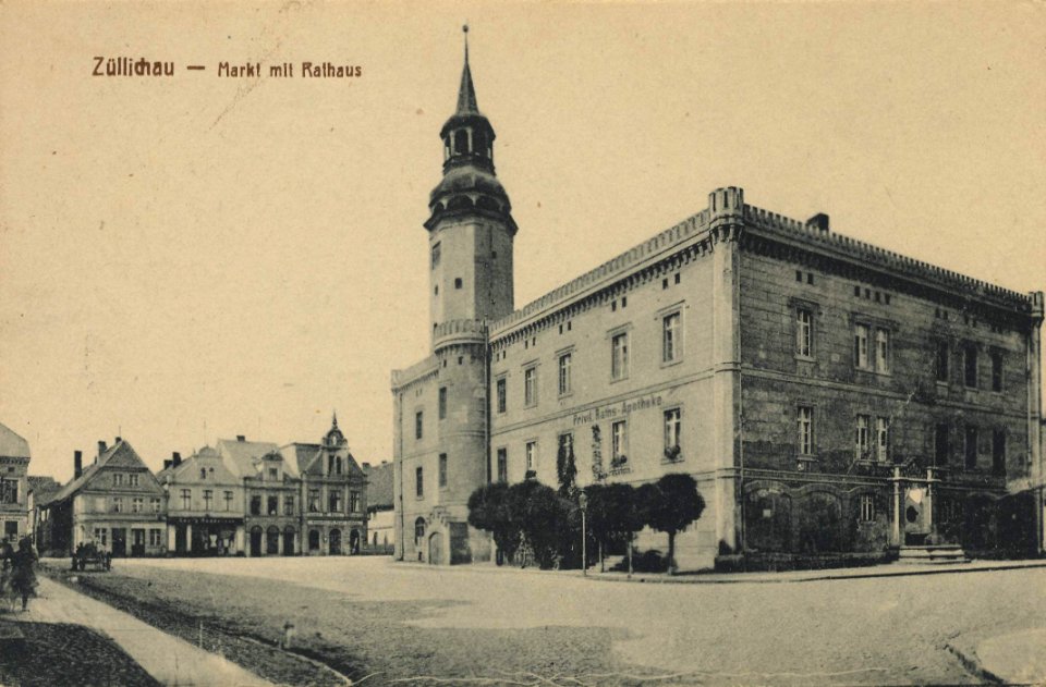 Züllichau-Schwiebus, Ostbrandenburg - Marktplatz mit Rathaus (Zeno Ansichtskarten)