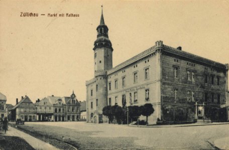 Züllichau-Schwiebus, Ostbrandenburg - Marktplatz mit Rathaus (Zeno Ansichtskarten) photo