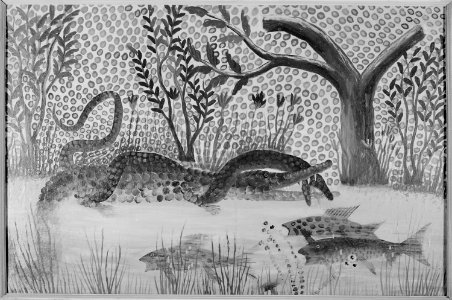 Crocodile and Snake Fighting - NARA - 558928