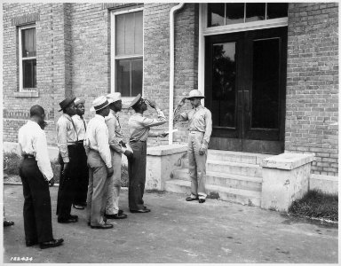 (Army Air Corps) cadets reporting to Captain B(enjamin) O. Davis, Jr. commandant of cadets., 09-1941 - NARA - 531133 photo