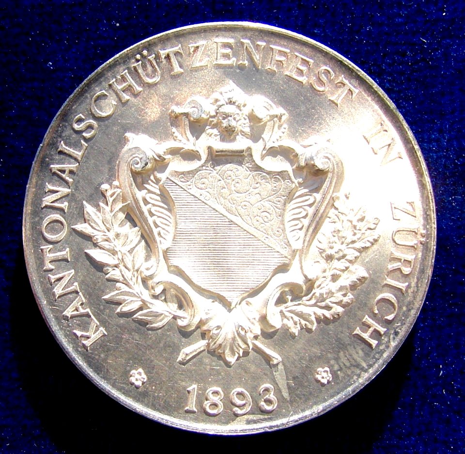 Zürich 1893 Cantonal Shooting Festival Silver Medal, reverse