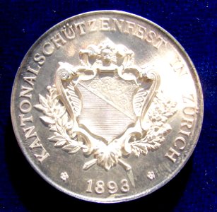 Zürich 1893 Cantonal Shooting Festival Silver Medal, reverse