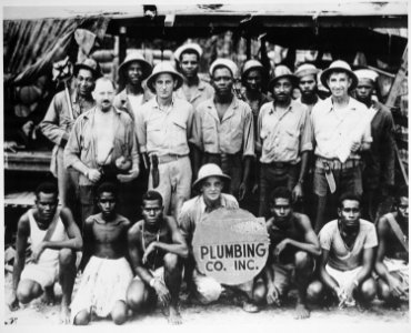 Halavo Seaplane Base, Florida Island, Solomons, plumbing department personnel. The entire front row except the CPO are - NARA - 518842