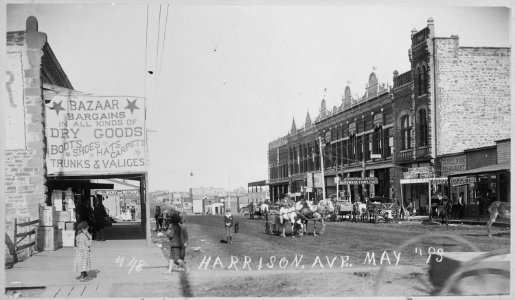 Harrison Ave Guthrie (Oklahoma Territory) looking east from 1st St., May, (18)'93., ca. 05-18-1893 - NARA - 516439