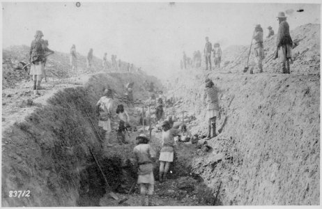 Irrigation ditch under construction at San Carlos Indian Agency, Arizona-1 886. - NARA - 530879