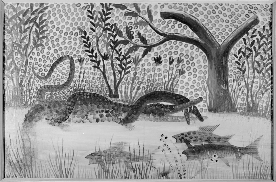 Crocodile and Snake Fighting - NARA - 558928