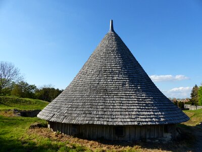 Wood tile wood conical roof