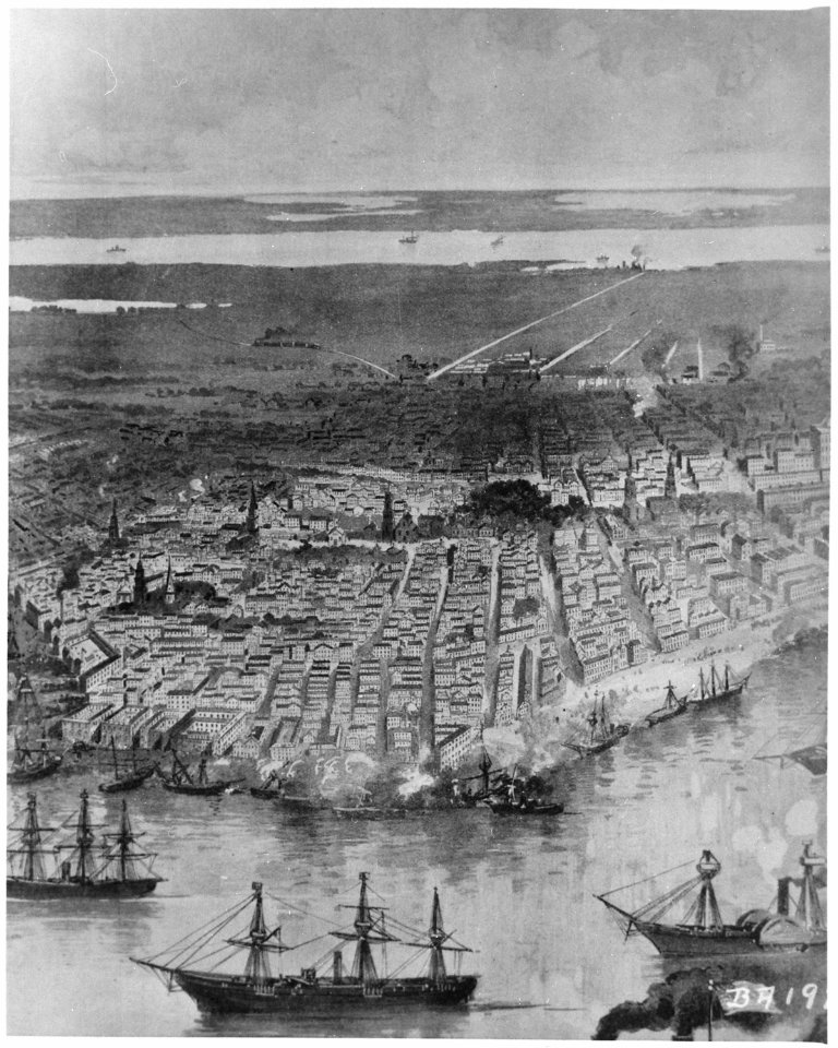 Panoramic View of New Orleans-Federal Fleet at Anchor in the River, 1862 - NARA - 530501