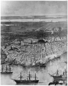 Panoramic View of New Orleans-Federal Fleet at Anchor in the River, 1862 - NARA - 530501