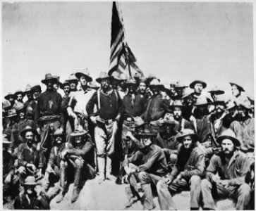 Teddy's colts, at the top of the hill which they captured in the battle of San Juan. Colonel Theodore Roosevelt and h - NARA - 542082