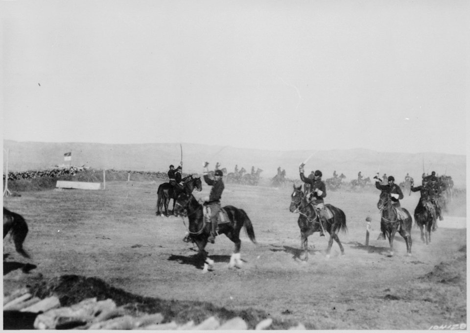 Saber Exercises, Troop 'List Cavalry, Ft. Custer Mont., 1892. An Indian troop of U.S. soldiers - NARA - 531125