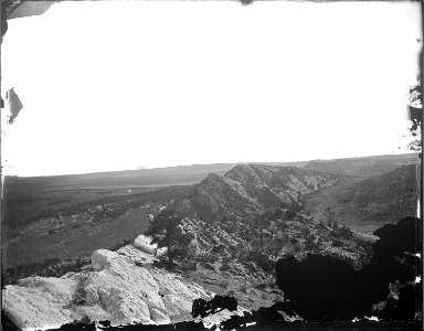 (Old No. 127) Looking north along the Cretaceous hogbacks of the north end of the Zuni Uplift, west of Fort Wingate... - NARA - 517775 photo