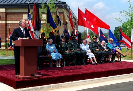 Acting Secretary of the Army The Honorable Joseph W. Westphal, PH.D makes a speech during the Opening and Dedication Ceremony for the Army Womens Museum at Fort Lee, Virginia