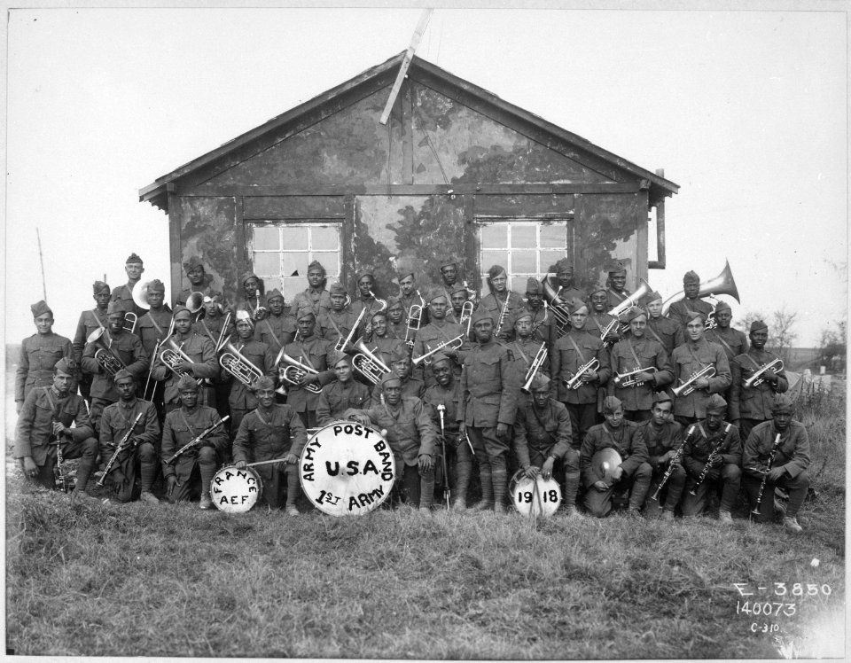 1st Army Post Band (Colored)-Souilly. France, 1918. Air Service Photographic Section. - NARA - 512858