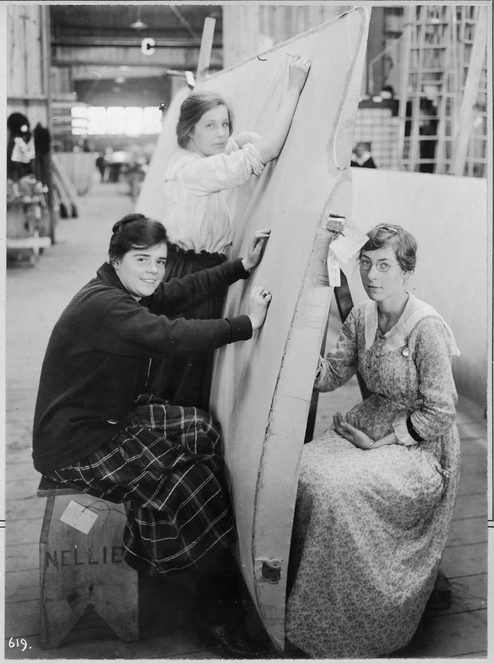 Airplane. Stretching linen covering on planes. (Women working) - NARA - 530711