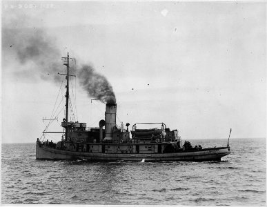 Allegheny (AT19), formerly the Huron. Oceangoing tug. Port stern quarter, underway, 01-31-1921 - NARA - 521005
