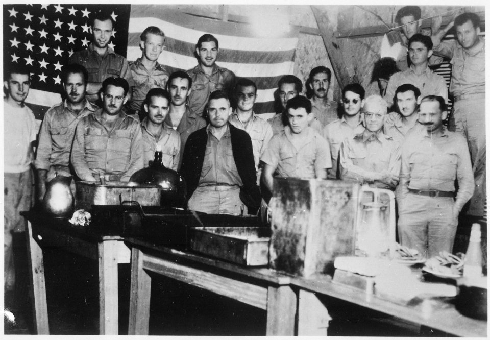 American prisoners of war celebrate the 4th of July in the Japanese prison camp of Casisange in Malaybalay, on... - NARA - 531352