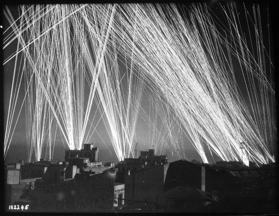 Ack-Ack fire during an air raid on Algiers, by the Nazis. - NARA - 531171