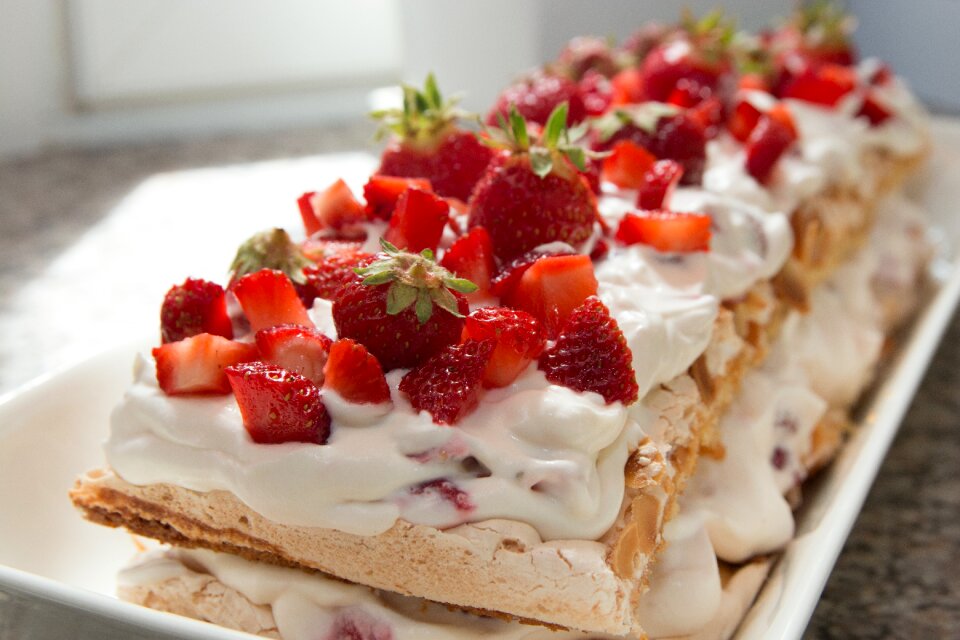 Strawberry food brown cake