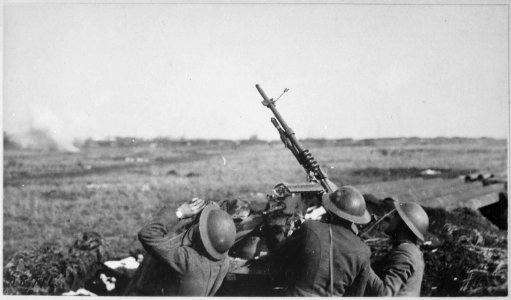 Anti-aircraft machine gun of 101st Field Artillery (formerly 1st Massachusetts Field Artillery, New England Coast... - NARA - 530719