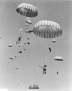 Air dropped by the 437th Troop Carrier Wing, paratroopers of the 187th Regimental Combat Team - NARA - 542238 photo